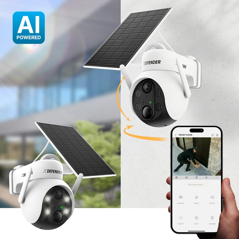 Defender Solar Powered Security Camera | 4K/8MP AI Everwatch PTZ