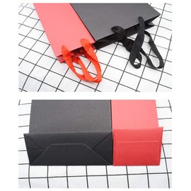 CUGBO 25 Pack Single Bottle Wine Carrier Tote Holders, Kraft Paper Wine Champagne Gift Bottle Carrying Bags with Handles for Christmas Business Wedding Baby Shower(Red)