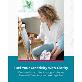 5-Mushroom Nootropic Blend - 60 Capsules, Turkey Tail, Reishi, Maitake Mushroom Extract with High Beta Glucan, & Lion Mane Mushroom Supplement Capsules, Functional Mushrooms Herbal Supplements