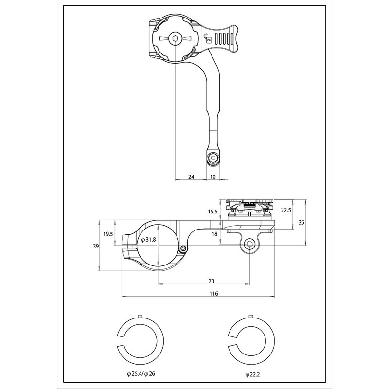 Lek Mount Plus R+ Bar 3 Out-Front Mount, "Mount Only,