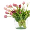 DUYONE 15pcs Artificial Tulips Flowers, Real Touch Latex Bouquet, Fake