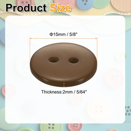 HARFINGTON 10pcs Resin Sewing Button, 15mm (5/8-inch) 2 Holes Round Craft Decorative Buttons for Coat, Clothes Holiday Decoration, Dark Brown