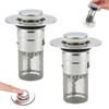 Houlishu 2PCS Pop Up Bathroom Sink Drain Strainer with Removable