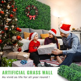 Happybuy 24pcs UV-Resistant Artificial Boxwood Panels, 24" x 16" Hedge Wall, Green Grass Backdrop, Fake Hedge for Decorative Privacy Fence, Ideal for Indoor & Outdoor Garden Backyard