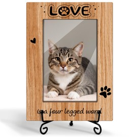 Zgogy Paw Print Pet Photo Picture Frame Dog Picture Frame, Pet Memorial Picture Frame For Dogs Cat, Photo Gifts For Pet Owner Friends, Insert 4 x 6 Picture -Love Is a Four Legged Word (Vertical)-52