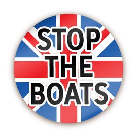 Stone Melon 144 Stop The Boats Stickers Reform UK Great Britain Farage United Kingdom England 30mm Wearable Sticker Badge Alternative EU French Fishing Boats