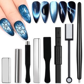 DANNEASY 8pcs Cat Eye Magnet for Nails Magnetic Gel Nail Polish Nail Magnets Wand Magnet Board Square Thickened Strong Nail Polish Magnet Nail Design Tools Acrylic Nail Art Accessories