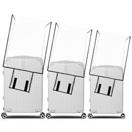 3 Pcs Clear Luggage Cover Protector, 20" 24" 28" PVC Suitcase Covers for Suitcase Waterproof Dustproof Anti-scratch Travel Suitcase Covers Case for Wheeled Luggage(Black edge,20+24+28 inches)