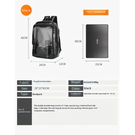 CYLYWJD Unisex PU leather laptop bag work business bag hiking backpack leisure day bag university schoolbag (Large,Black 5)