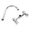 Wall Mount Kitchen Stainless Steel Smooth Surface 2 Handles Faucet