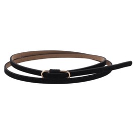 Damara Womens Premium PU Retro Jeans Slim Waist Belt,Black