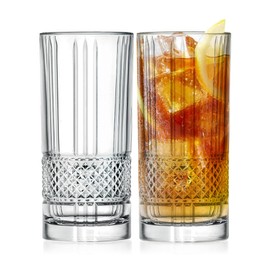 Barski Highball Glass - Drinking Glasses - Set of 2 - Hiball Tumblers - Glass Crystal Tumbler - for Water, Juice, Beer, Mixed Cocktails, Mojito Glass, Tom Collins Bar Glassware, 13 oz, Made in Europe