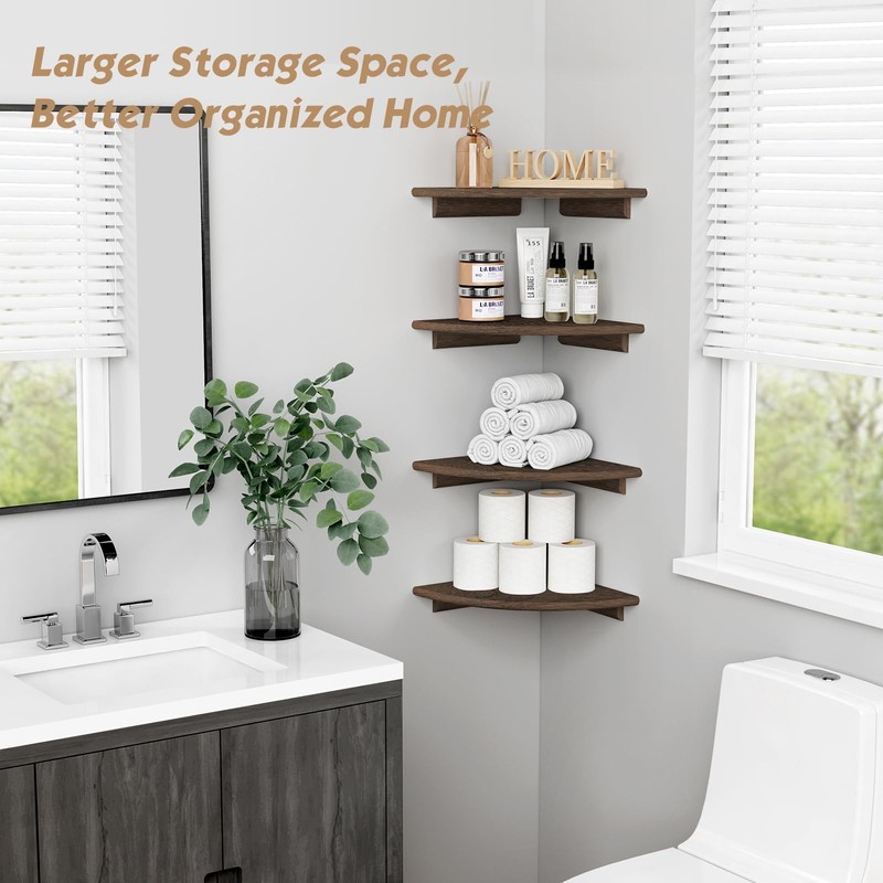 Forbena Large Corner Floating Shelves for Wall Set of 4,