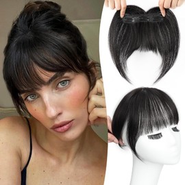 MONIXI Bangs Hair Clip in Bangs, 100% Real Human Hair Clip in Fringe, 3 Secure Clips in Full Fringe French Bangs Natural Thick Volume Fake Bangs for Women Girls Daily Wear Black