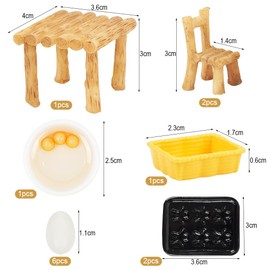 Gnome Accessories Baking, Miniature Kitchen Baking Set, 19 Pieces Miniature Gnome Kitchen Toy Accessories, Mini Eggs, Table, Rolling Pin, DIY Dollhouse Accessories, Miniature Gnome Accessory Set