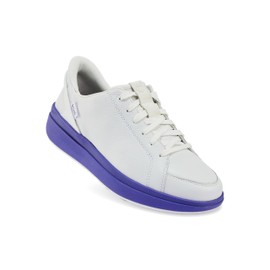 Kizik Womens Shoes: Sydney - Comfortable, Breathable, Casual Slip On Sneakers, Full Grain Tumbled Leather, Hands Free Convenience in a Timeless Style - White/Royal Blue W8.5