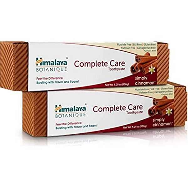 Himalaya Botanique Complete Care Toothpaste, Simply Cinnamon, Fluoride Free Plaque Reducer for Brighter Teeth and Fresh Breath, 5.29 oz, 2 Pack