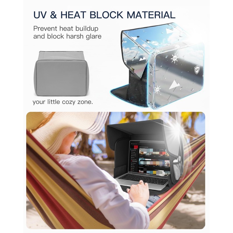 Laptop Sun Shade, Fits 13-16 inch Laptop, UV-Heat Reflective &