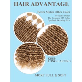 Blonde Braiding Hair 100g 20 Inch Deep Water Wave 2 Bundle Bulk Human Hair for Braiding Highlight Honey Blonde Curly Hair Extensions for Boho Braids Wet and Wavy Color 27 Human Braiding Hair