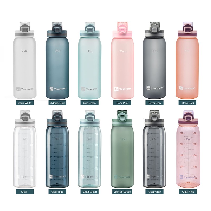 Teentumn Time Marker Water Bottle Gym, 30oz Large Durable Bottle