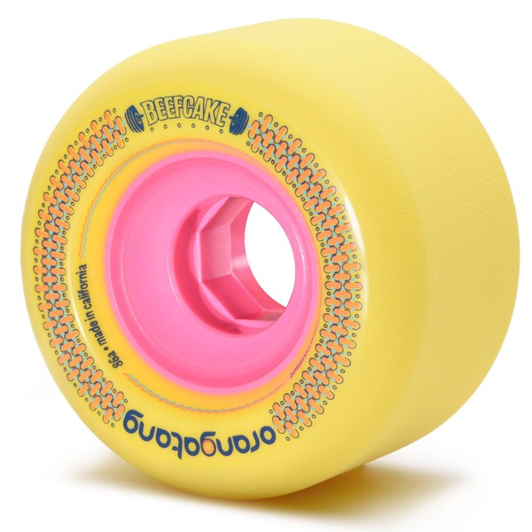 Orangatang Beefcake 73 mm 86a Freeride Longboard Skateboard Wheels (Yellow,