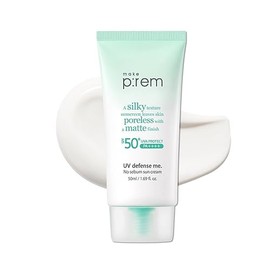 Make prem UV Defence me. Protector solar sin sebo, FPS 50 PA Reef Safe Korean Silky Texture Sunscreen con acabado mate y sin poros, protección UVAUVB 