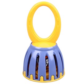 Handled Cage Bell Babies Rattle Orff Plastic Kids Music Percussion Instrument Toy W213 Yellow and Purple