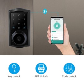 Pahama keyless Entry Door Lock，keypad Door Lock with Handle，Smart Locks for Front Door，Smart Lock for Bedroom Door，Smart Lock deadbolt，Anti-Peeping Password Auto Lock for Home Rental Office Bluetooth