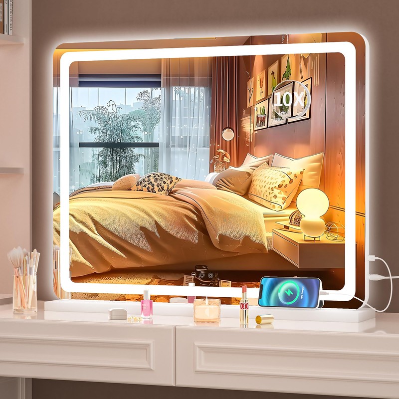 Hasipu Vanity Mirror with Lights, 37" x 26" LED Makeup