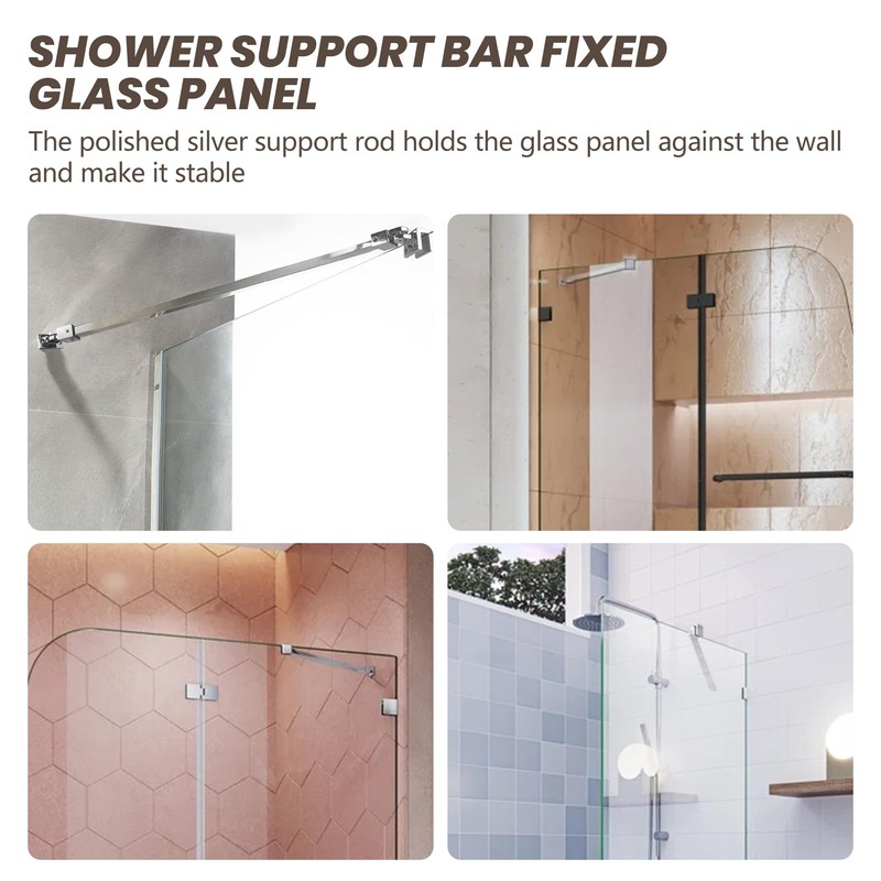 Stainless Steel Shower Rod, Wall-to-Glass Brace for 1/4" & 3/8"