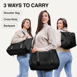 Aspia Gym Bag for Women - 3-in-1 Duffle with Laptop & Yoga Mat Space, Personal Item Travel Bag with Shoe Compartment, Luggage Sleeve & Toiletries Pouch, Stylish Weekender & Carry On