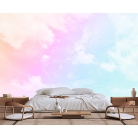 Wmjurel Colorful Clouds in The Sky Wall Mural, for Children's Room Background Wallpaper, TV Background Wall Stickers(Non-self-Adhesive)