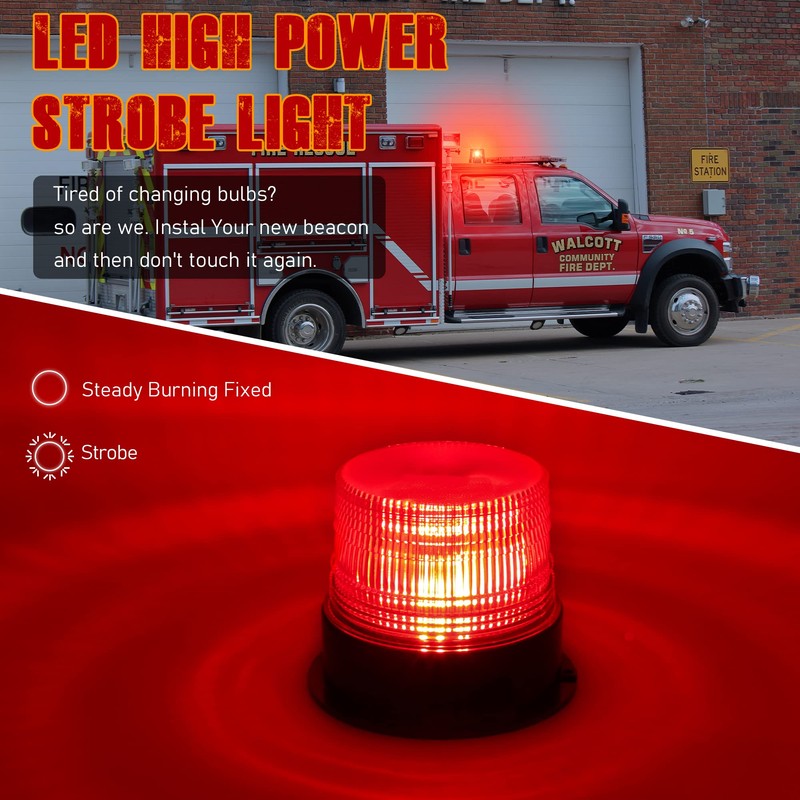 AnTom Wireless Strobe Light, Red LED Rechargeable Battery Magnet Rooftop