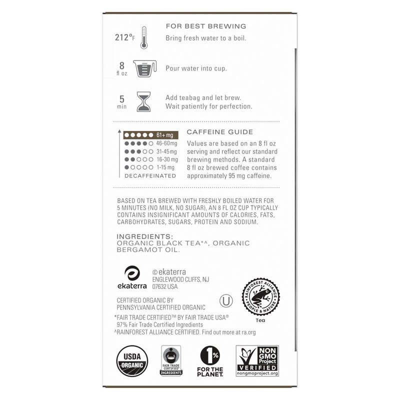 TAZO Regenerative Earl Grey, High Caffeine and Bold Flavor, 16