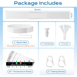Kit completo de prueba de orina, cinturón oculto alargado de 43.3 pulgadas, de alta elasticidad y cómodo, bolsa de muestra suave translúcida de 2 a 4 onzas en el cinturón, calcomanías y embudo