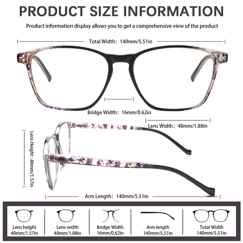 STASTEND 4 Pack Progressive Multifocus Reading Glasses Blue Light Blocking