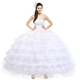 XinChangShangMao Crinoline Underskirt for Women 6 Hoop Petticoat Floor Length Ball Gown Hoop Skirt for Quinceanera Wedding Party Prom Dress White