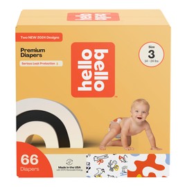 Hello Bello Premium Diapers Size 3, Capital Critters & Get in The Groove Designs, 66ct Club Box