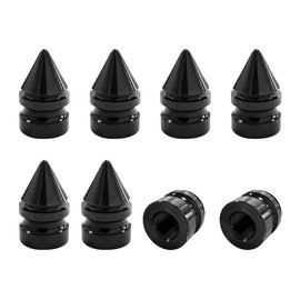 povtii 8 PCS Car Tire Valve Caps, Aluminum Alloy Spiked Tire Wheel Valve Stem Caps, Tire Valve Dust Cover Decoration for Car Truck Bicycle Motorcycle, Universal Car Accessories (Black)