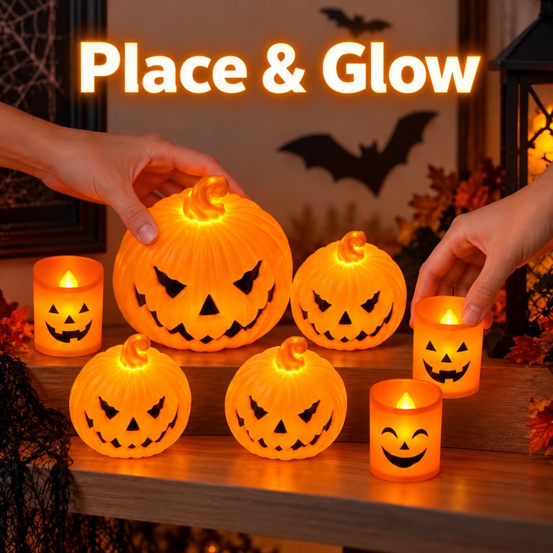 Halloween Pumpkin Skull Ghost Lantern – LED Candle Light Lamp