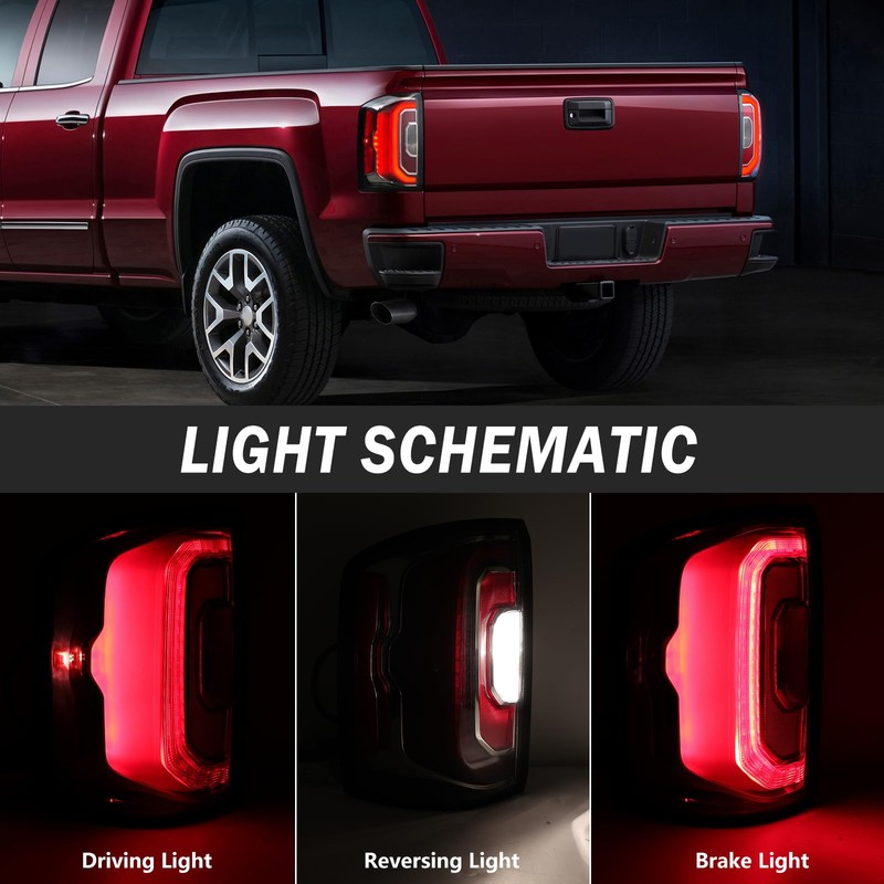 Clidr LED Tail Light Assembly for 2016 2017 2018 GMC