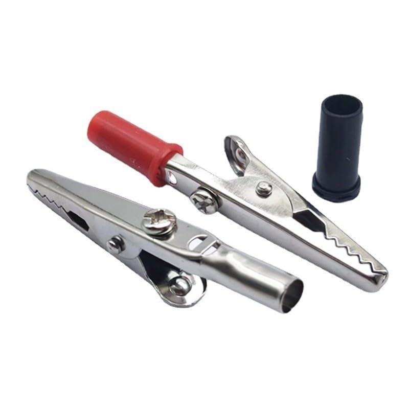 Crocodile Clips Set, Red & Black, 52 mm, 2 Pieces