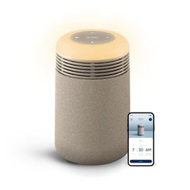 BLUEAIR Purifier for Bedroom - Mini Restful - Sunrise Clock with HEPASilent Filtration and Wake Up Light - Cleans Air and Supports Circadian Rhythm - USB-C and App Connectivity, Beige
