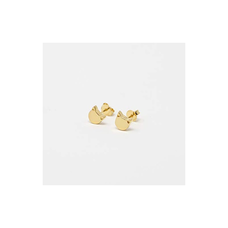 Aretes de Gato Gatito en Chapa de Oro de 22K