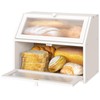 Vriccc White Bread Box for Kitchen Counter, Large Bamboo Wood