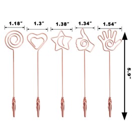 15 pcs Metal Wire Alligator Clamp,Memo Clip,Double End Wire Card Holder for DIY Card,Photo,Memo,Banquet,Wedding,Flower Shop (Rosegold)