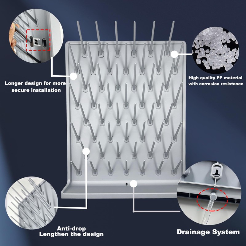 YTFLOT Lab Drying Rack 52 Pegs Laboratory Cabinets Glass Drying