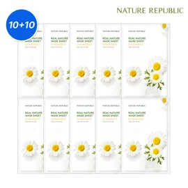 Nature Republic [10+10] Real Nature Mask Sheet (Chamomile 20 sheets) / 네이처리퍼블릭 [10+10] 리얼 네이처 마스크 시트(캐모마일 20매)