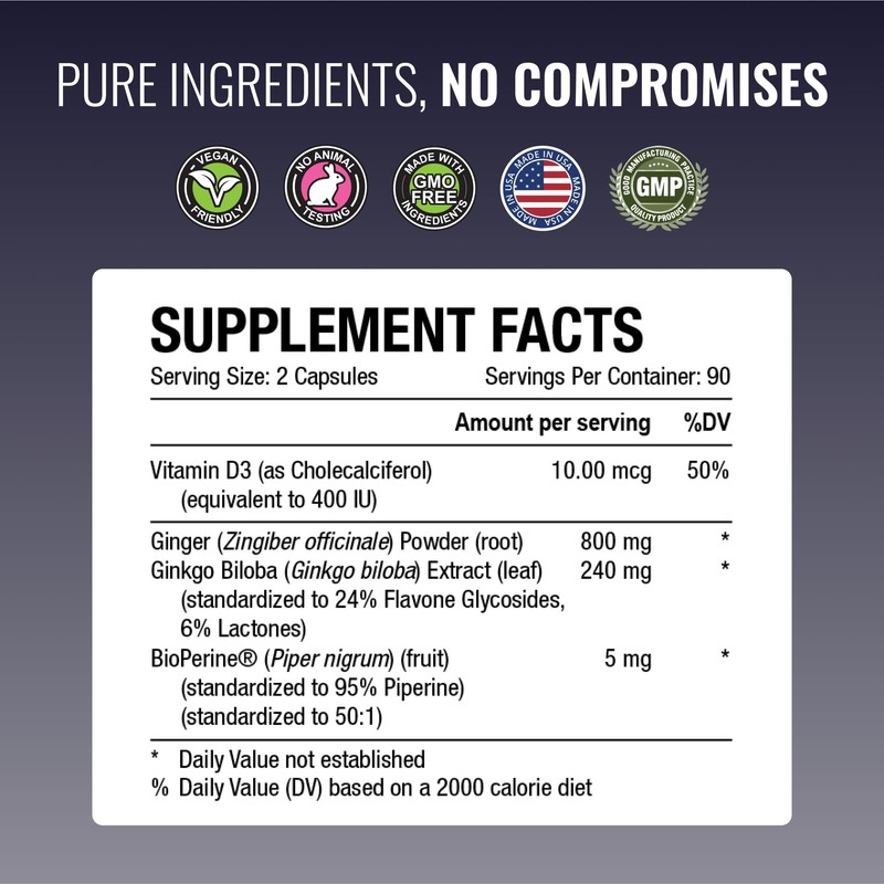 Approved Science VertiSyl - Ginkgo Biloba, Ginger, Vitamin D3, BioPerine