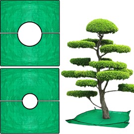 Amylove 2 Set Landscape Tarp with Hole, 78.74 x 78.74 Inch, Waterproof Garden Tarp Leaf Shrub Trimming Pruning Drop Fabric Cloth with Corner Buckles for Garden Tree Shrub Leaf Trimming Accessories